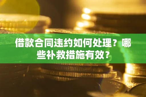 武汉借款合同违约如何处理？哪些补救措施有效？