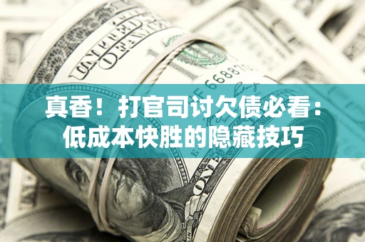 武汉真香！打官司讨欠债必看：低成本快胜的隐藏技巧
